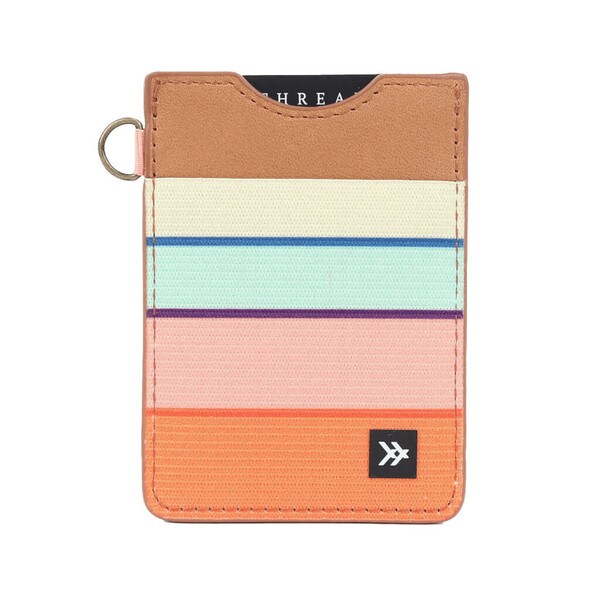 thread vertical wallet leather emily pink turquoise orange striped print